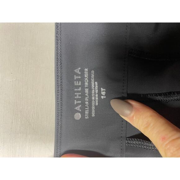 ATHLETA Stellar Flare Trouser Womens 14 Tall Charcoal Gray Fitted Stretch Pants - Picture 9 of 16